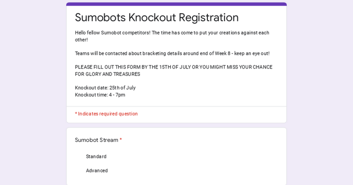 Knockout Registration Form